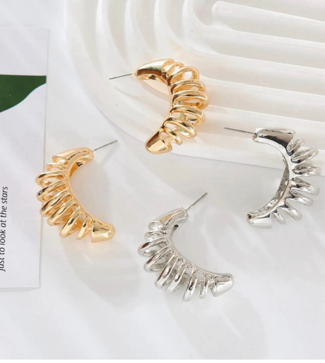 Gold shovel earrings
