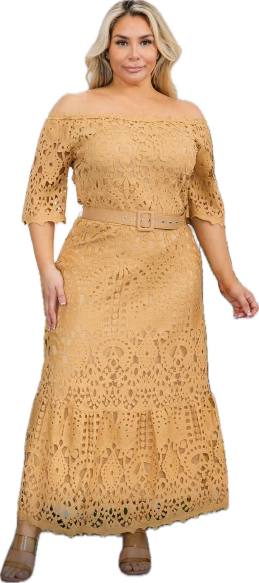 Tan dress belt