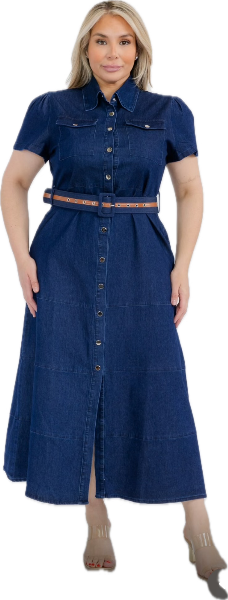 Denim dress belt