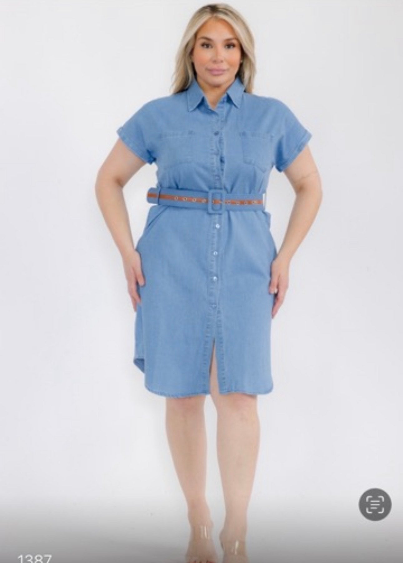 Denim dress belt