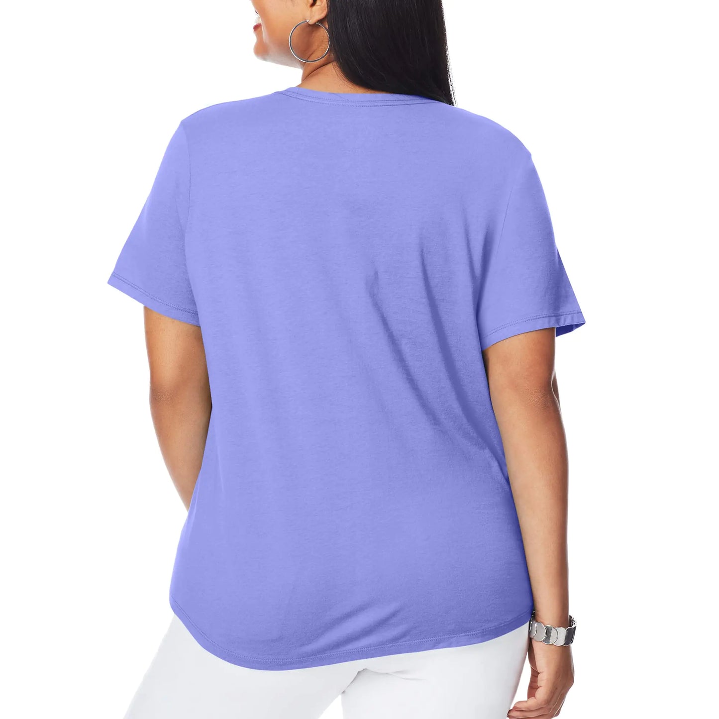 Just My Size Women's Plus-Size Short Sleeve V-Neck Tee 2X Petal Purple